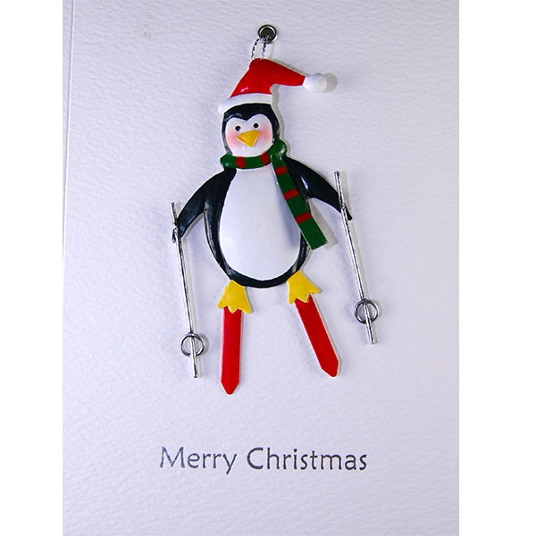 Penguin on Skis Decoration Christmas Card