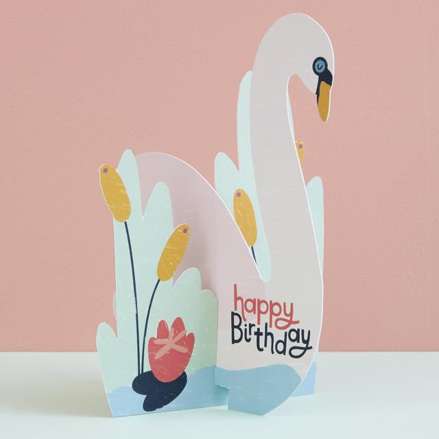 Swan Fold-Out Birthday Card