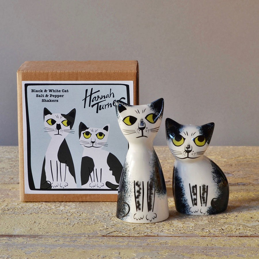 Black and White Cat Salt and Pepper Shakers by Hannah Turner