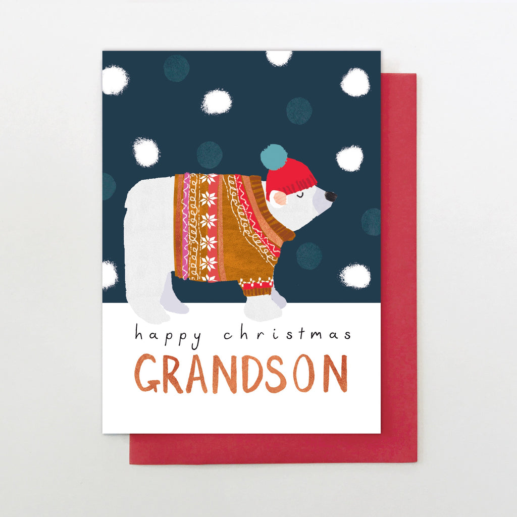 Happy Christmas Grandson Polar Bear Card