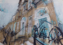 Railings West End Edinburgh Card by Lucy Jonesl