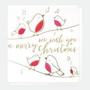 We Wish You a Merry Christmas Robins Singing Pack of 5 Cards