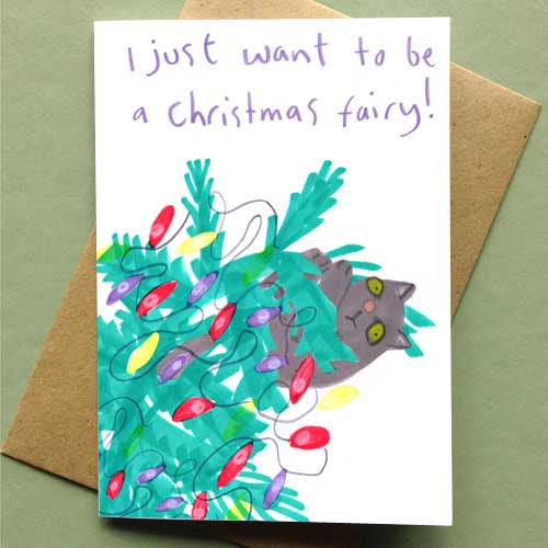 Christmas Fairy Cat Card