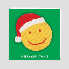Merry Christmas! Smiley Face Reversible Sequin Patch Card