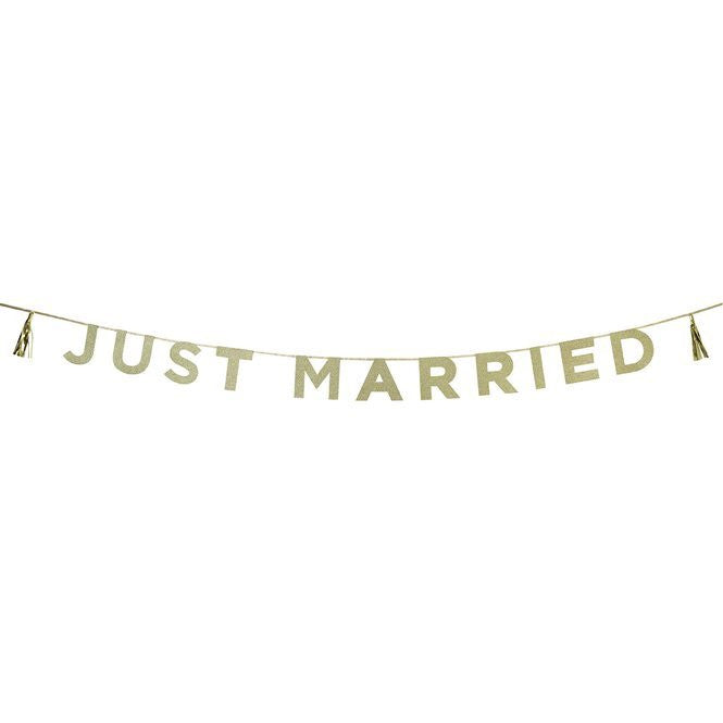 Just Married Gold Banner