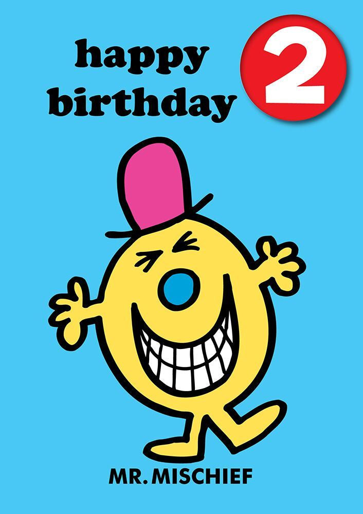 Mr Men Age 2 Badge Birthday Card