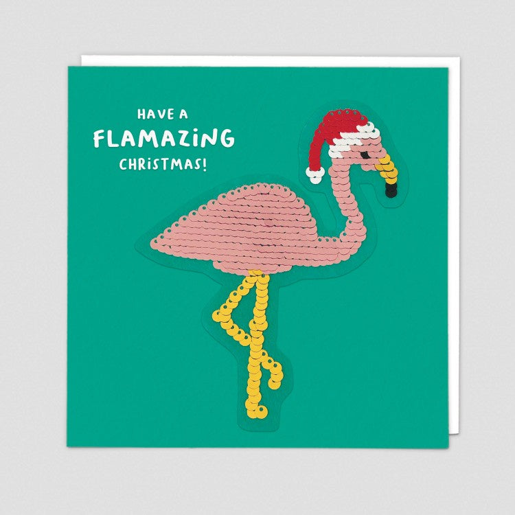 Have a Flamazing Christmas! Reversible Sequin Patch Card