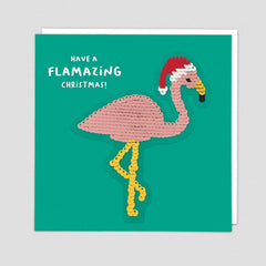 Have a Flamazing Christmas! Reversible Sequin Patch Card