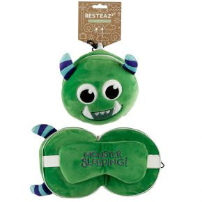 Relaxeazzz Green Monster Travel Pillow And Eye Mask
