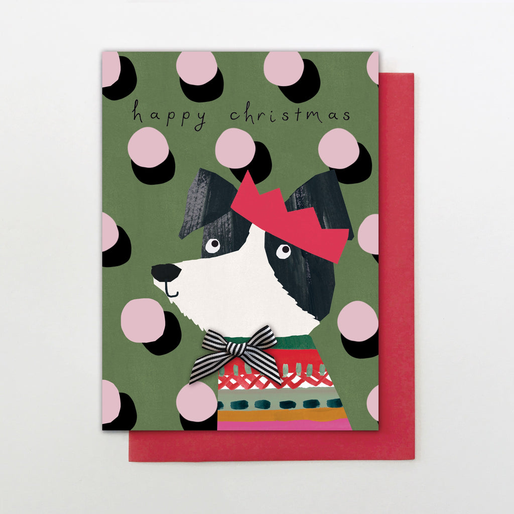 Happy Christmas Dog Polka Dot Card