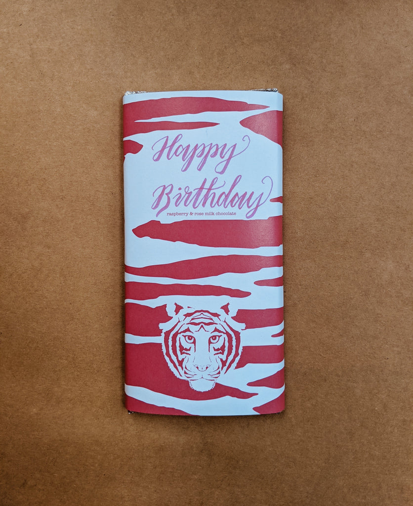Paper Tiger Raspberry & Rose Milk Chocolate Bar Personalised Happy Birthday