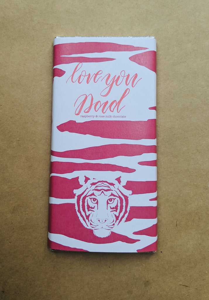 Paper Tiger Raspberry & Rose Milk Chocolate Bar Personalised Love you Dad