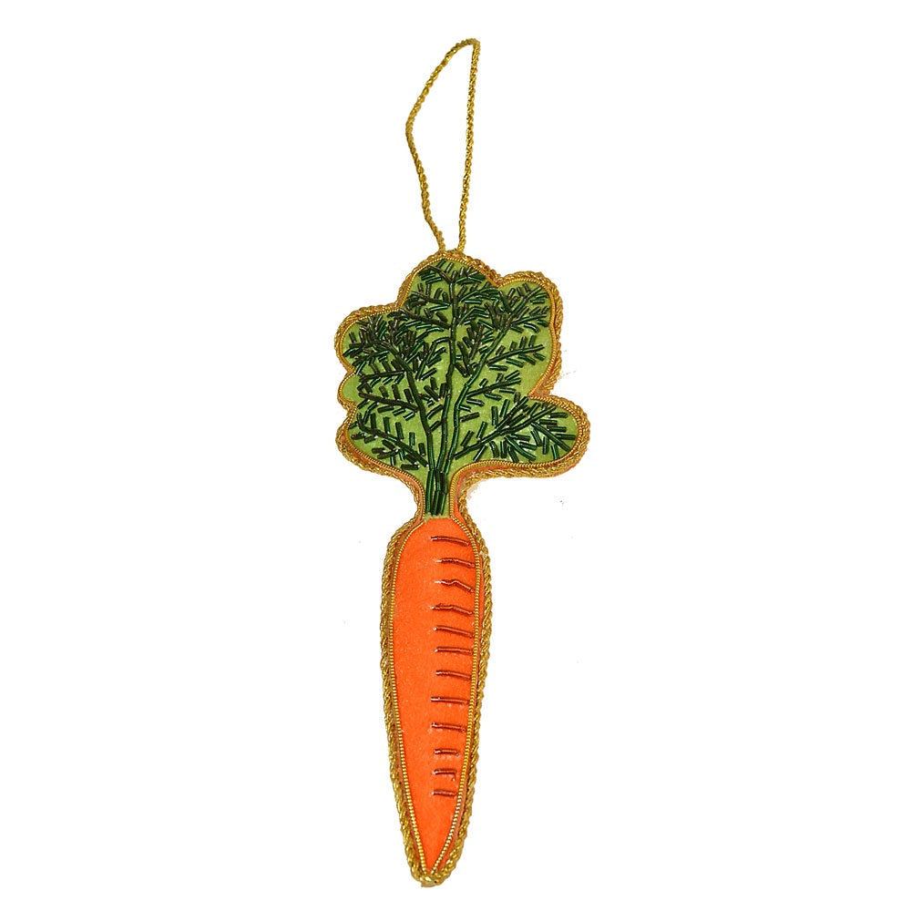 Embroidered Velvet Carrot Decoration