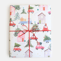 Christmas Cars & Houses Sheet Wrap