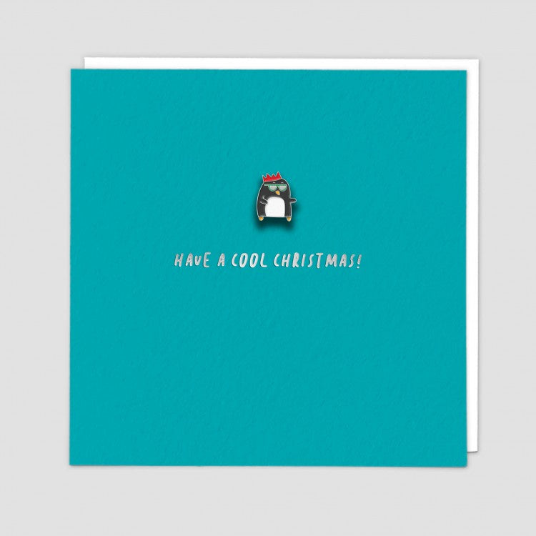Have a Cool  Christmas! Penguin Enamel Pin Badge Card