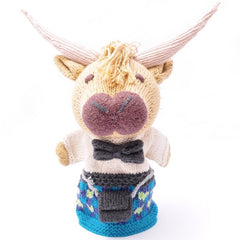 Scottish Highland Cow in Blue Kilt Hand Puppet
