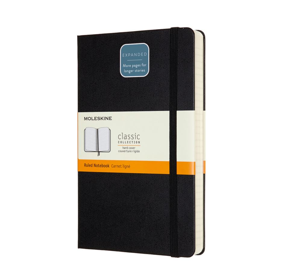 Moleskine Large Hardback Ruled Expanded Notebook Black