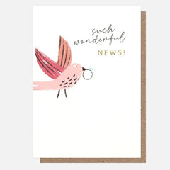 Such Wonderful News Bird Engagement Card