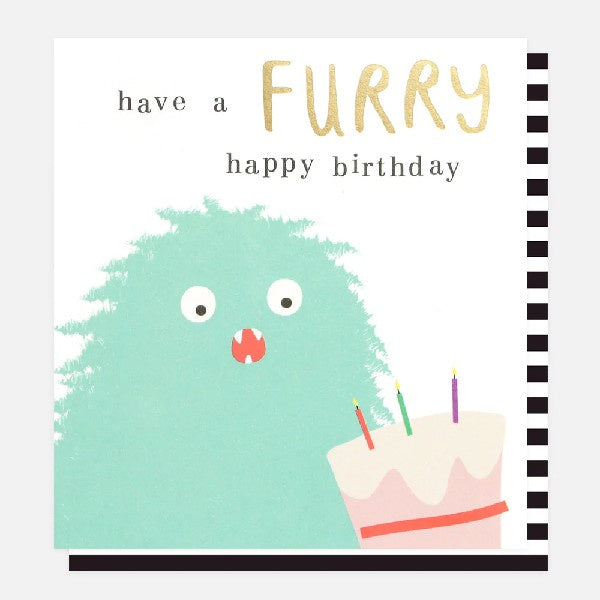 Have a Furry Happy Birthday Blue Monster Card