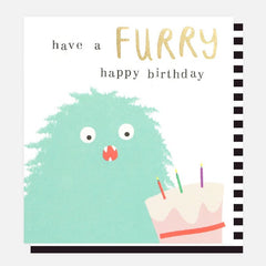 Have a Furry Happy Birthday Blue Monster Card