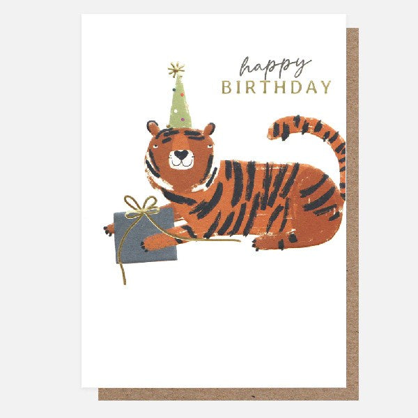 Tiger in Hat Happy Birthday Card