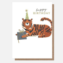 Tiger in Hat Happy Birthday Card