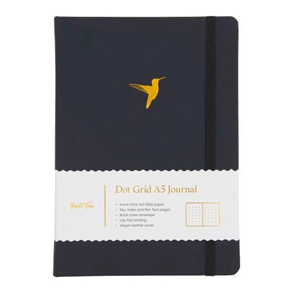 Charcoal Hummingbird A5 Dot Grid Journal