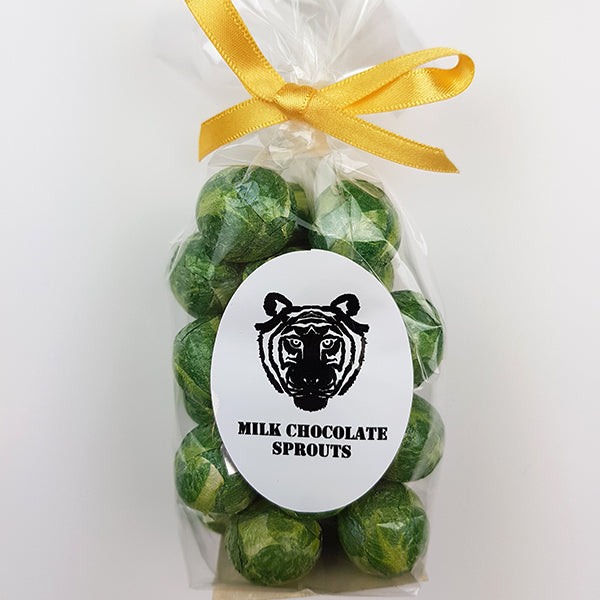 Paper Tiger Foiled Milk Chocolate Sprouts in a Ribboned Bag