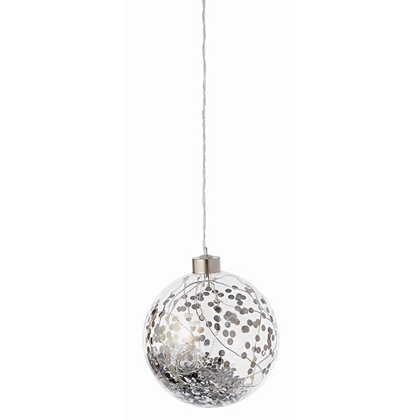Light Up Silver Confetti Bauble