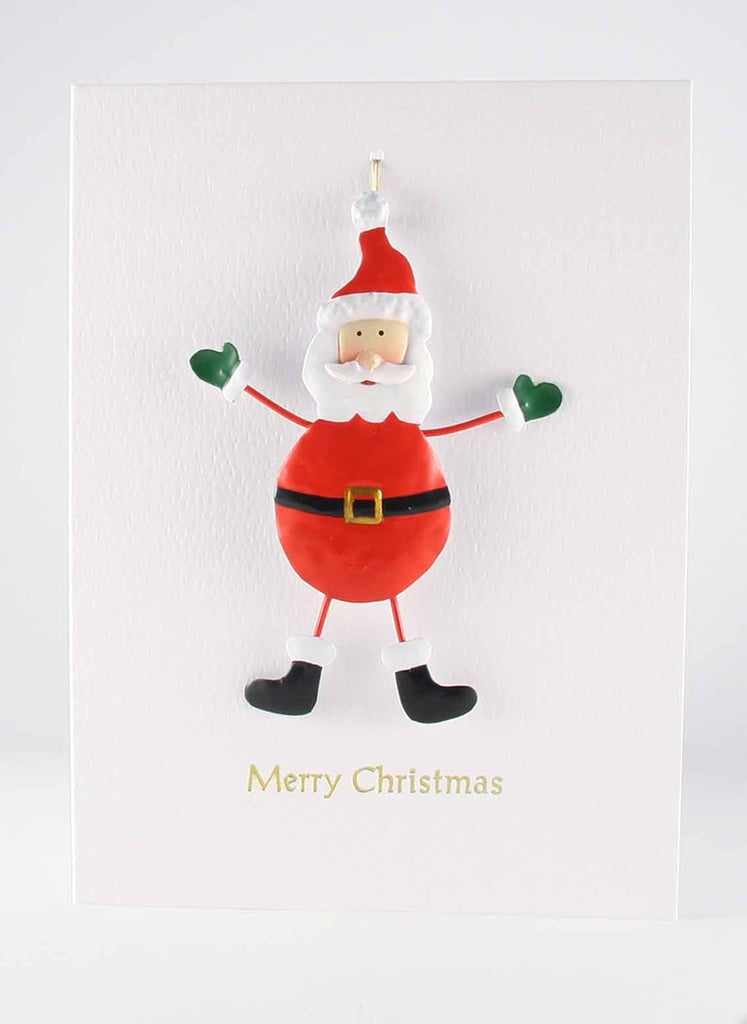 Santa on Skis Decoration Christmas Card