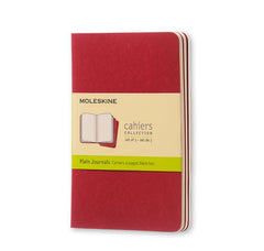 Moleskine Cahiers Set of 3 Plain Pocket Journals Cranberry Red