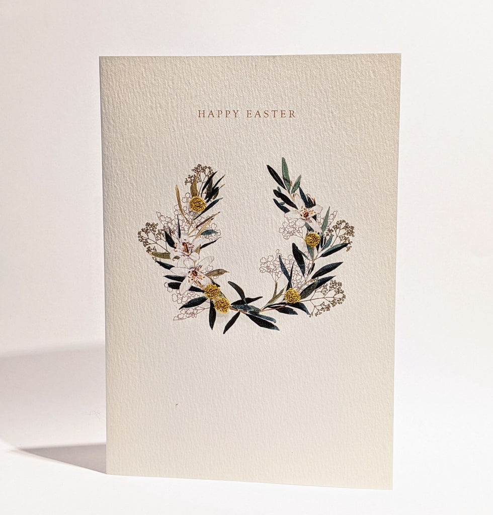 Hand Embroidered Easter Garland Card