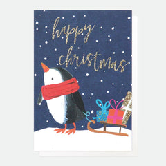 Happy Christmas Painted Penguin Pack of 5 Cards