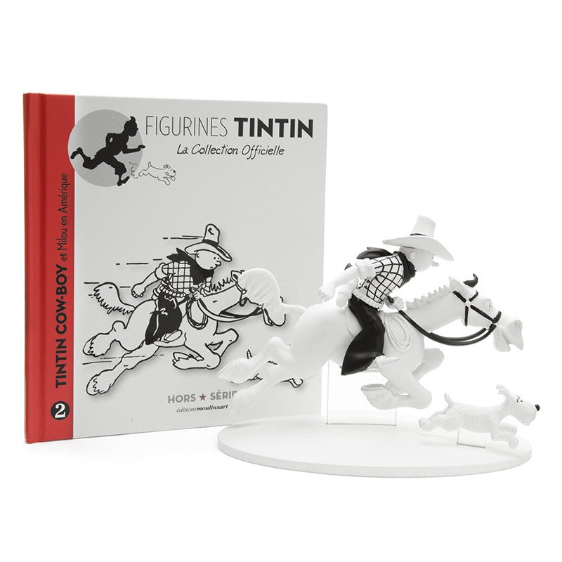 Monochrome Polyresin Tintin Cowboy and Snowy