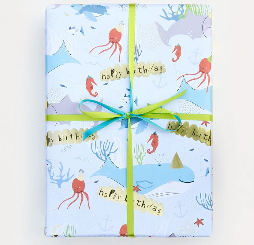 Happy Birthday Under the Sea Sheet wrap