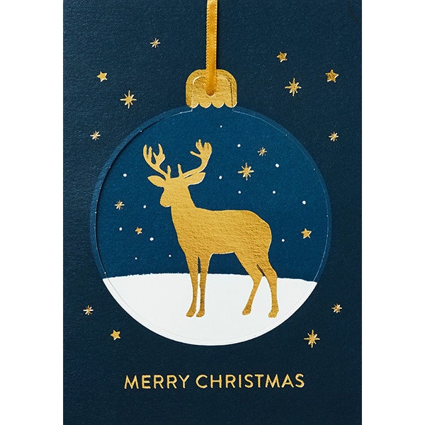 Golden Deer Bauble Christmas Card