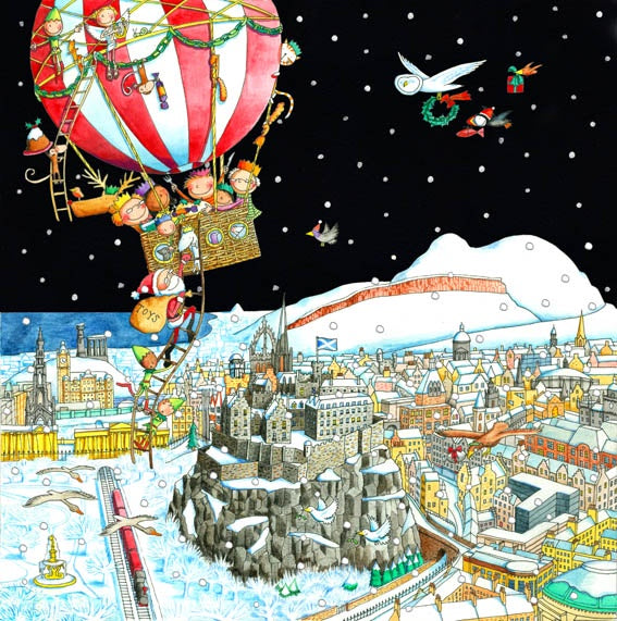 A View of Edinburgh from the Air Pack of 6 Christmas Cards