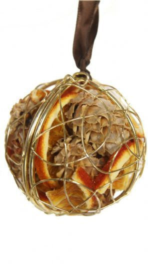 Dried Fruit Hanging Sphere Decoration - Silver