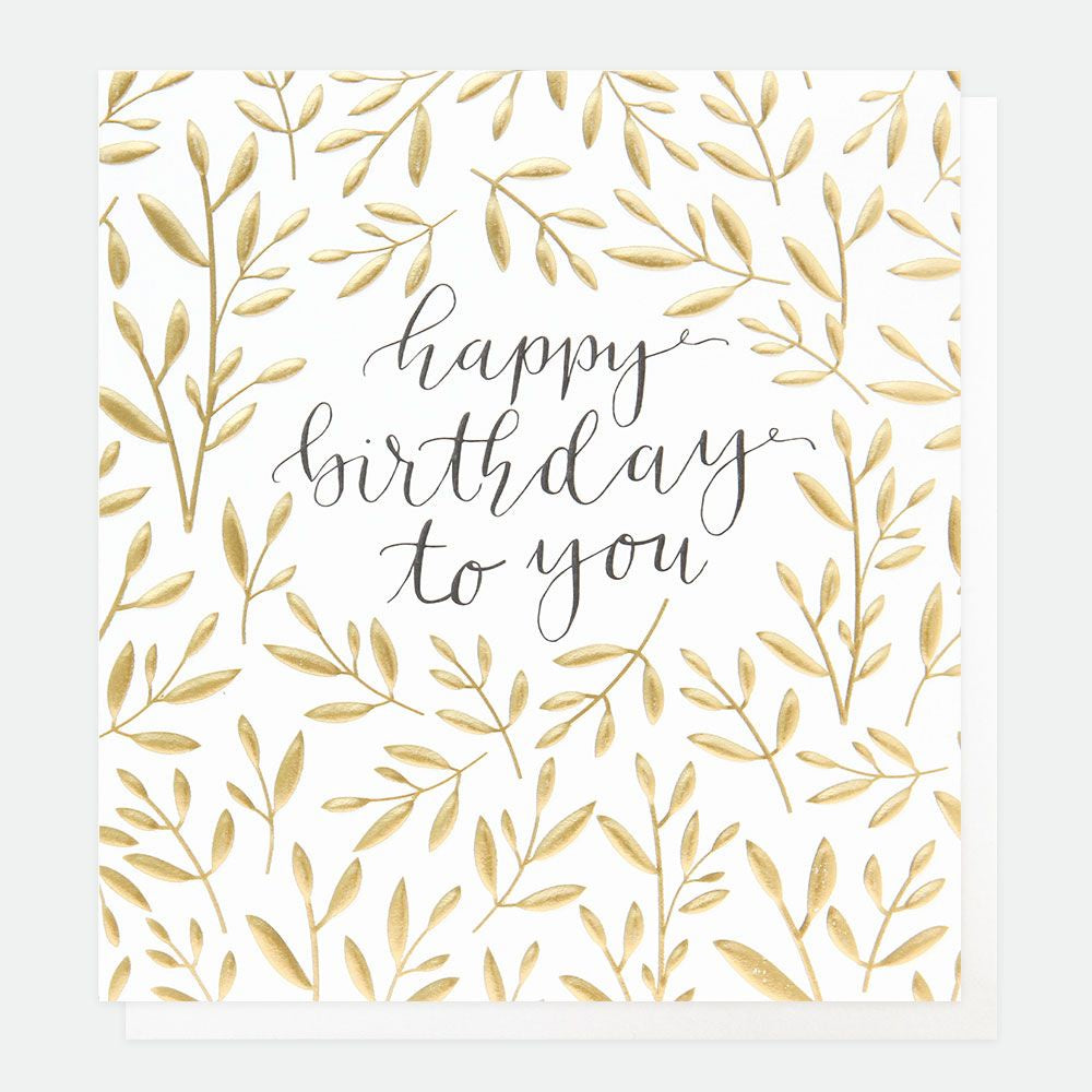 Happy Birthday to You Gold Leaves Card