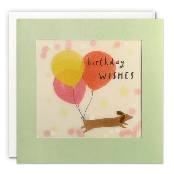 Dachshund and Balloons Shakies Birthday Card