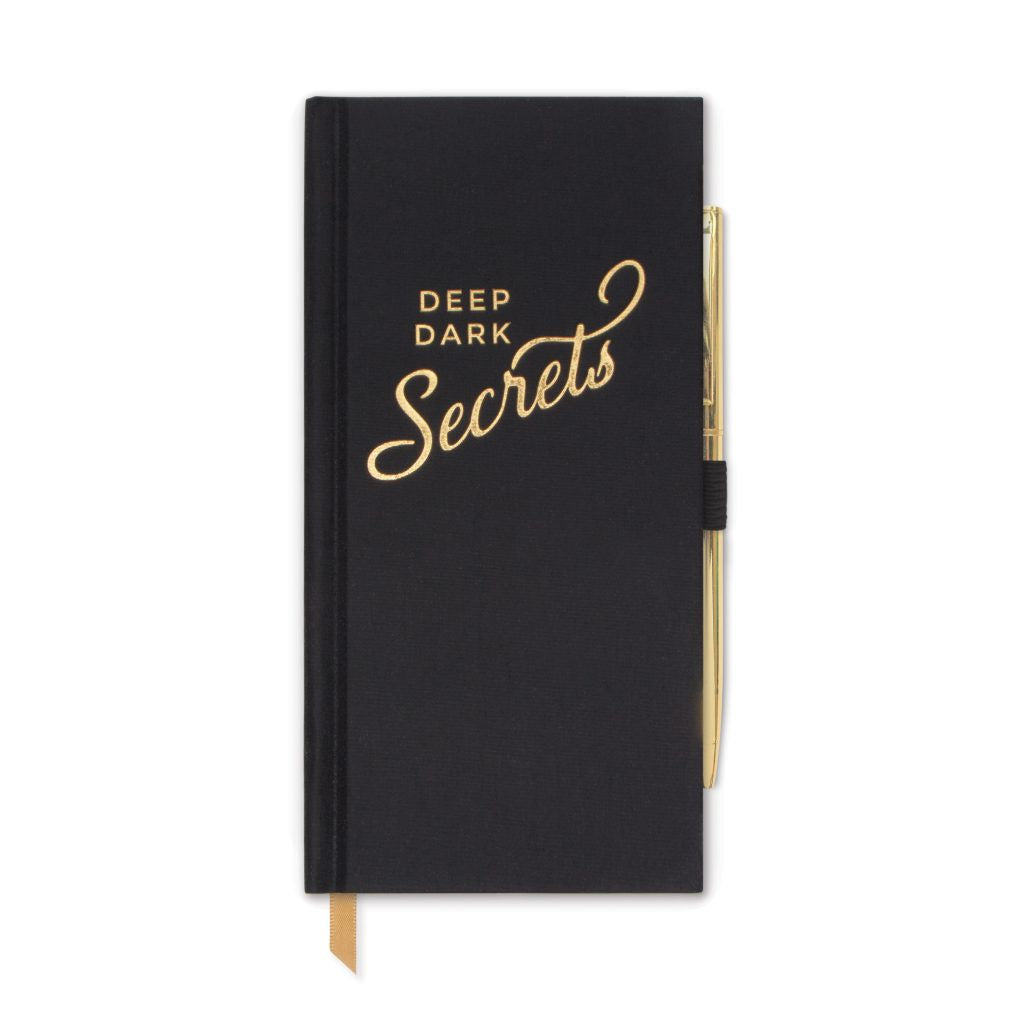 Slim Deep Dark Secrets Black Cloth Notebook with Pen