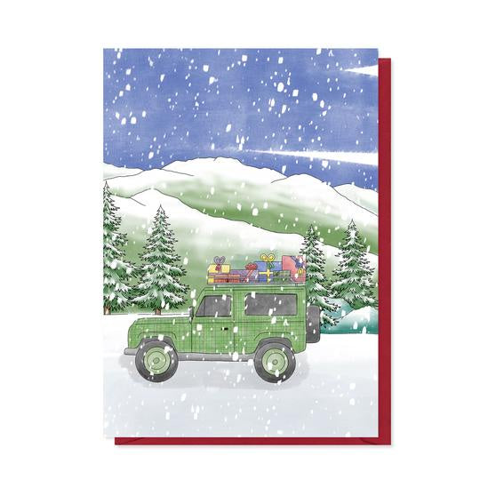 Tartan Land Rover Christmas Card