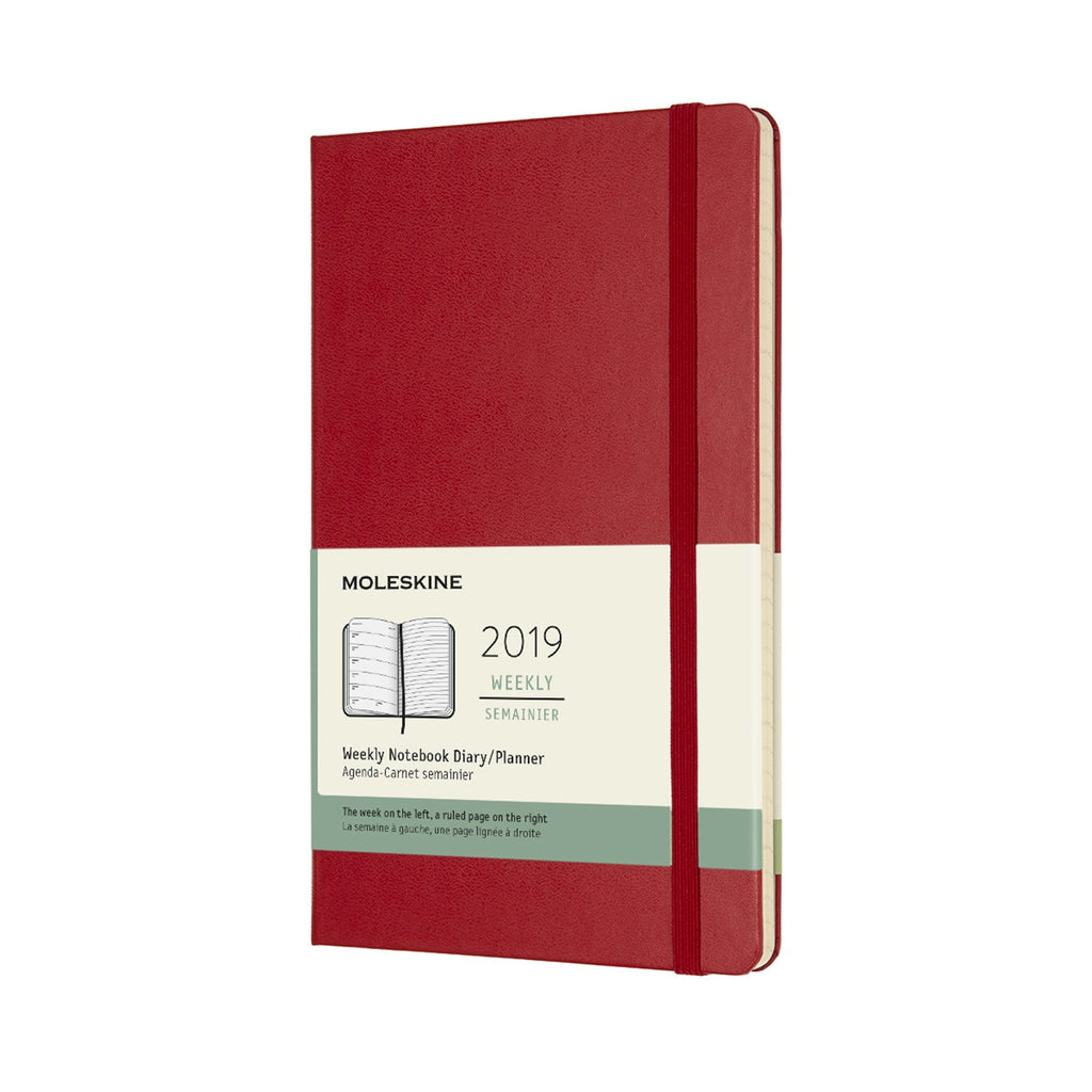 2019 Moleskine Large Weekly Planner Hardcover Scarlet Red