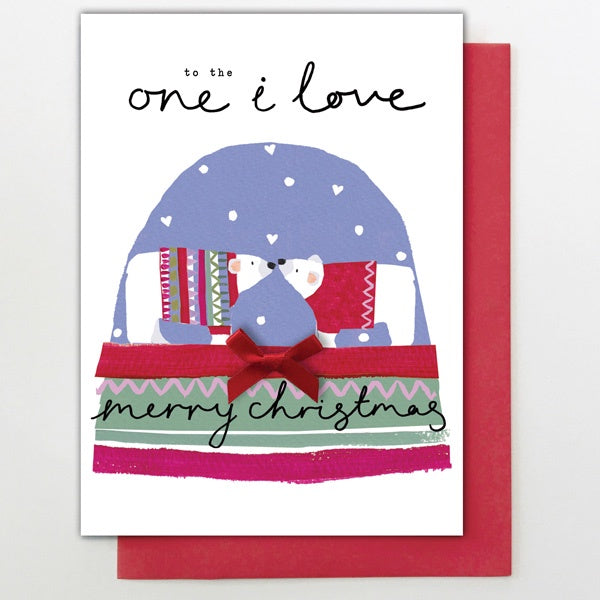 One I Love Polar Bear Snowglobe Card