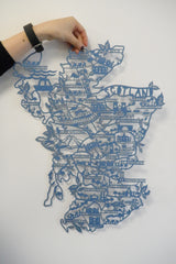 Scotland Lasercut Map in Tube - Navy