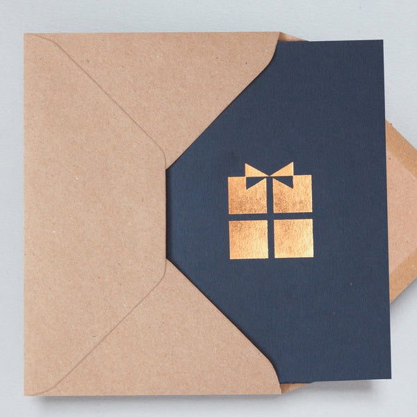 Present Navy & Rose Gold Christmas Card