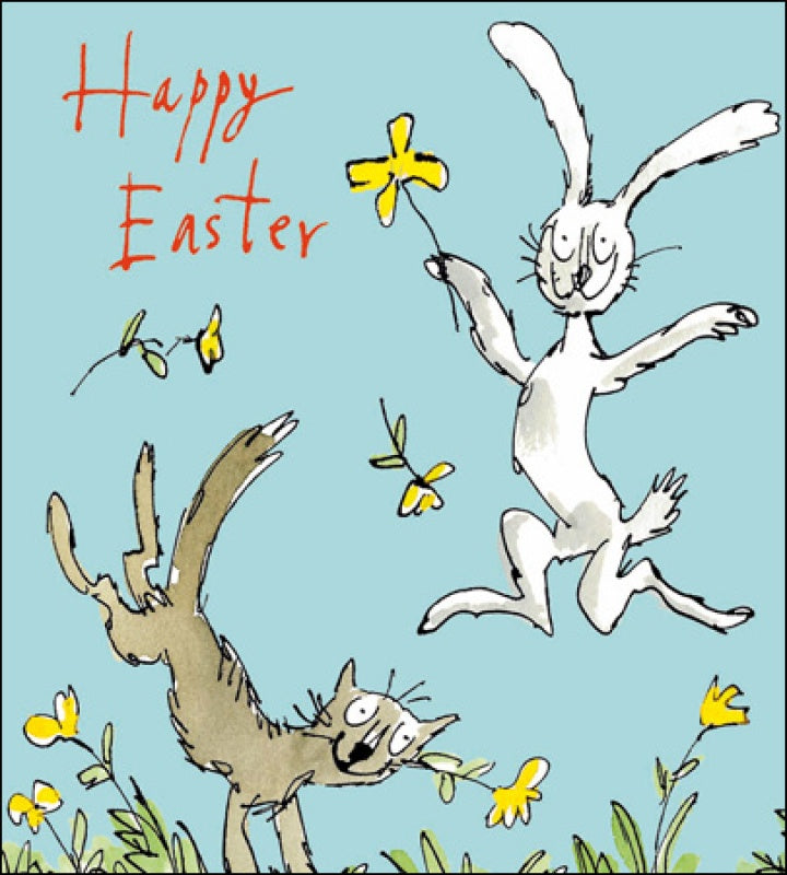 Quentin Blake Leaping in the Flowers Easter Card