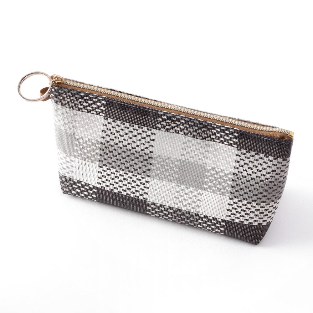 Mesh Checked Black Pouch