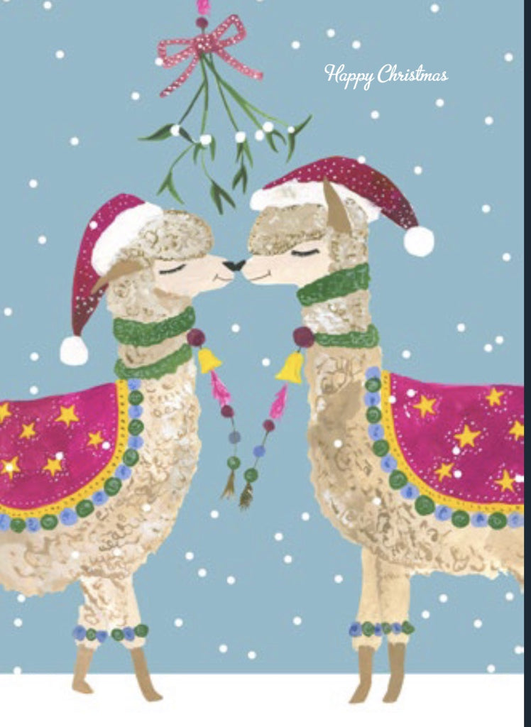 Mistletoe Alpacas Xmas Card