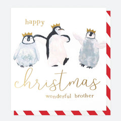 Wonderful Brother Penguin Christmas Card